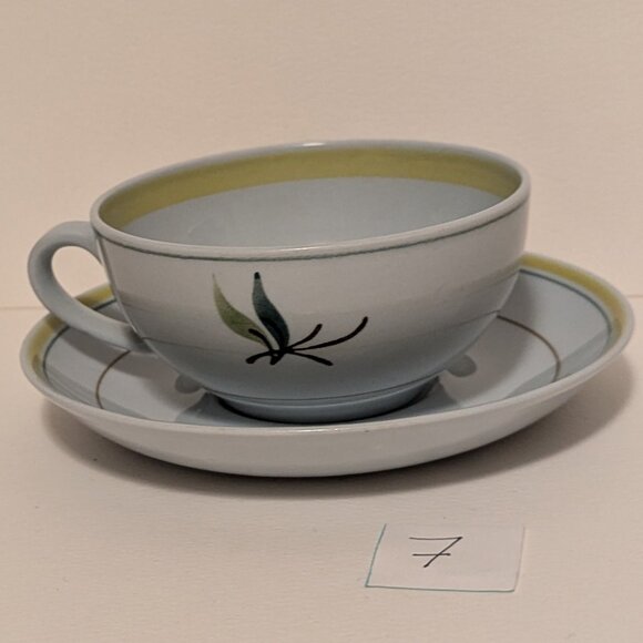 Vintage Handpainted Arabia Finland Windflower Teacup and Saucer with Flaw - Picture 2 of 13